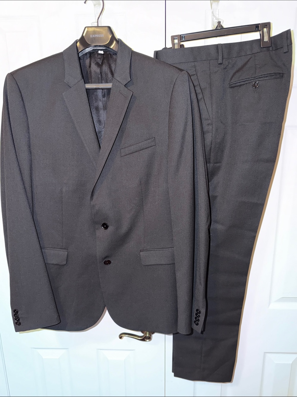 Express Men's Black Two-Piece Suit - Tailored Blazer & Pants